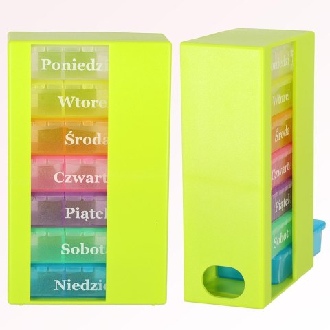 Organizer na leki pudełko kasetka na tabletki tygodniowy PL EN LT CS