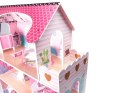 Domek dla lalek drewniany MDF mebelki 70cm różowy LED