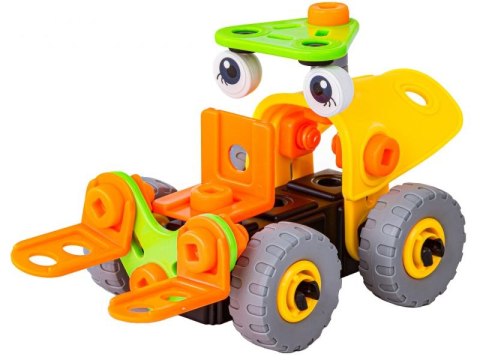 Klocki Elastyczne, Konstrukcyjne 53 El. Pojazdy Budowlane, Wózek Widłowy, Spychacz Do Rozkręcania I Skręcania 2w1