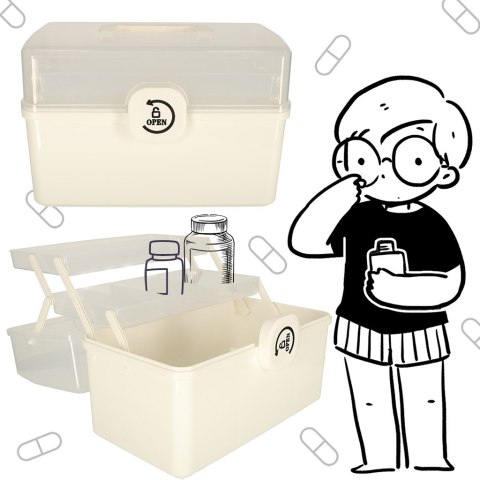 Organizer na leki pojemnik pudełko kasetka apteczka duży XXL na zamek skrzynka 34x19x22,5cm