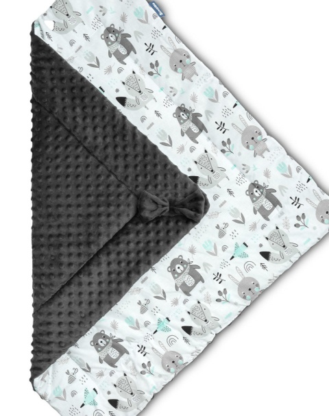 Rożek Becik Niemowlęcy Minky Sensillo - POLANA/GRAFITOWY 80X80