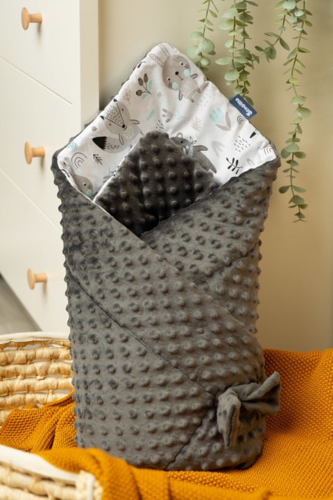 Rożek Becik Niemowlęcy Minky Sensillo - POLANA/GRAFITOWY 80X80