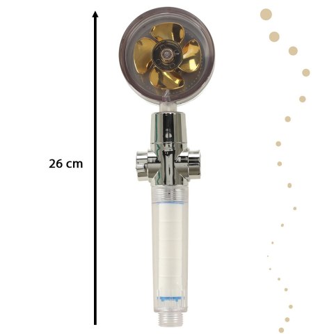 Słuchawka prysznicowa z turbiną filtrem wentylatorem wysokociśnieniowa oszczędna złota