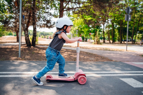 TIMMY Lionelo balansowa hulajnoga trójkołowa koła LED - Pink Rose