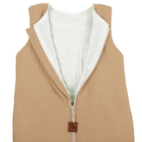 Hi Little One śpiworek dwustronny z nogawkami TOG 1,5 BIO muślin SLIM BAG BEIGE/WHITE roz M