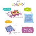 EasyTots silikonowy talerzyk trójdzielny z matą i lunchbox EasyMat Mini 2in1 ORANGE