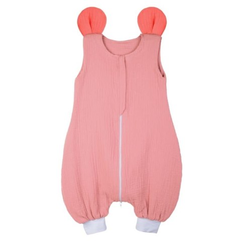 Hi Little One śpiworek do spania z nogawkami dla Niemowlaka TOG 1,0 BIO muślin MOUSE Soft Rose/Coral roz M