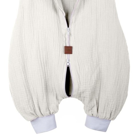 Hi Little One śpiworek do spania z nogawkami dla Niemowlaka TOG 1,0 BIO muślin MOUSE White/Beige roz M