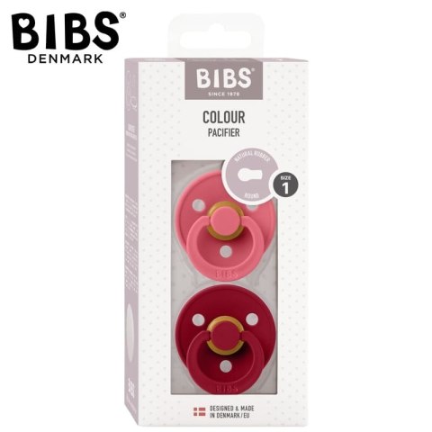 BIBS COLOUR 2-PACK CORAL & RUBY S Smoczek Uspokajający kauczuk Hevea