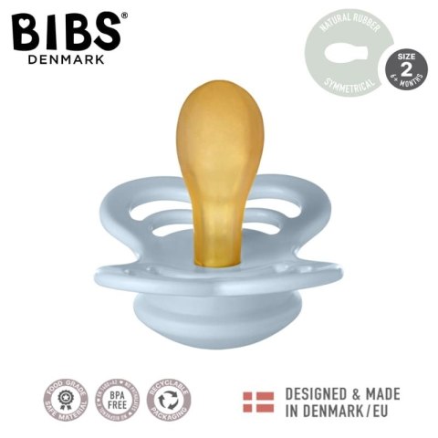 BIBS SUPREME BABY BLUE M Smoczek symetryczny kauczuk Hevea