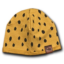 Hi Little One - zestaw spacerowy czapeczka, bandanka i zawieszka do smoczka z organicznej bawełny GOTS Leopard Mustard