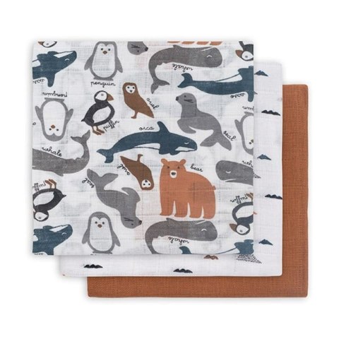 Jollein 3 pieluszki niemowlęce Hydrophilic 70x70 cm Zwierzęta Polarne POLAR