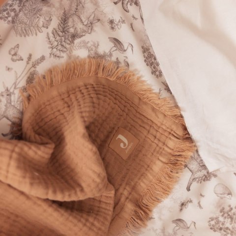 Jollein kocyk do wózka fotelika i kołyski muślinowy 120x120 cm FRINGE Biscuit