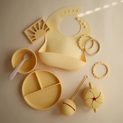 Mushie silikonowe etui pojemnik na smoczki Kula Ball Pale Daffodil