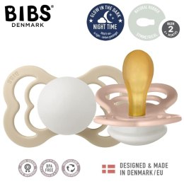 BIBS SUPREME 2-PACK BLUSH NIGHT & VANILLA NIGHT M Smoczek Symetrycznyy kauczuk Hevea