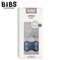 BIBS SUPREME 2-PACK CLOUD & STEEL BLUE S Smoczek Symetryczny kauczuk Hevea