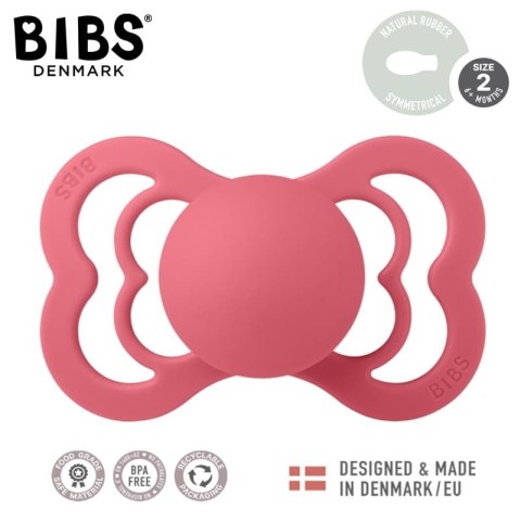 BIBS SUPREME 2-PACK CORAL & RUBY M Smoczek symetryczny kauczuk Hevea