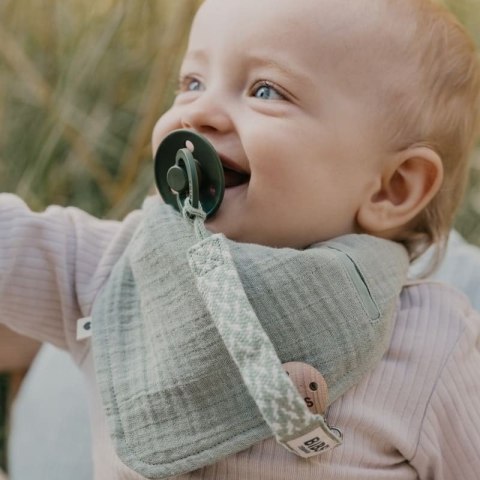 BIBS PACIFIER BRAID SAGE & IVORY zawieszka do smoczków 100% organic cotton