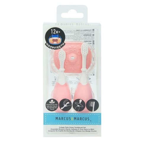 Marcus & Marcus pierwsze szczoteczki do nauki higieny jamy ustnej 2 szt Palm Grasp PINK