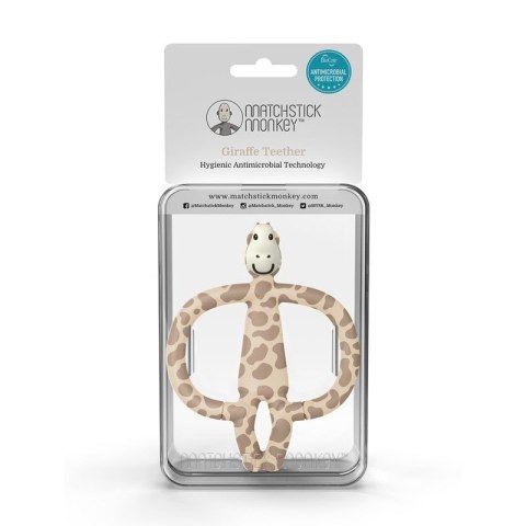 Matchstick Monkey gryzak silikonowy sensoryczny z mini szczoteczką Animals Giraffe