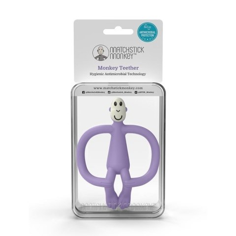Matchstick Monkey gryzak silikonowy sensoryczny ze szczoteczką BioCote Lavender Purple