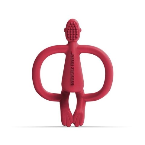 Matchstick Monkey gryzak silikonowy sensoryczny ze szczoteczką BioCote Velvet Red
