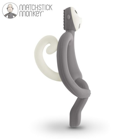 Matchstick Monkey gryzak silikonowy sensoryczny ze szczoteczką Szary