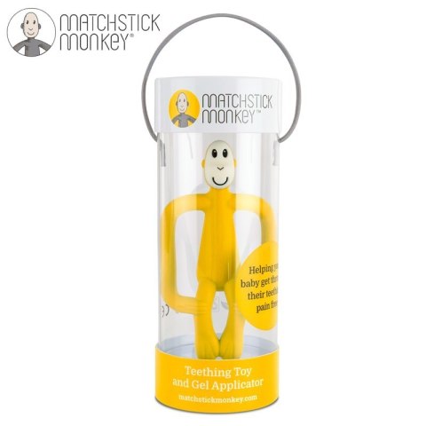 Matchstick Monkey gryzak silikonowy sensoryczny ze szczoteczką Żółty