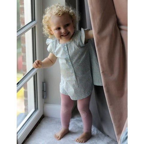 GoBabyGo antypoślizgowe legginsy do raczkowania i nauki chodzenia Dusty Rose 12 m+