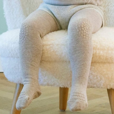 GoBabyGo - antypoślizgowe rajstopy do raczkowania i nauki chodzenia WOOL Sand 12-18 m-cy