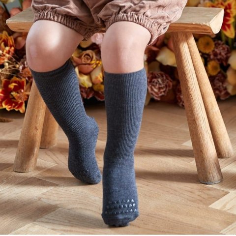 GoBabyGo antypoślizgowe skarpetki do nauki chodzenia BAMBOO Dark Grey Melange 6 m+