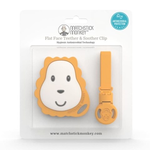 Matchstick Monkey gryzak silikonowy sensoryczny Lion z zawieszką silikonową