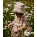 Hi Little One bonetka niemowlęca z daszkiem i uszkami BOHO LEO Beige roz L Pom Pom