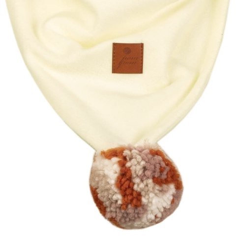 Hi Little One komin bandana zimowa dla niemowlaka ALPACA BOHO Ivory/Rust M Pom Pom