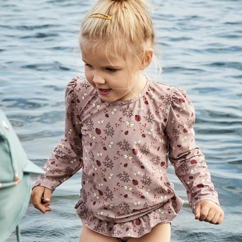 Nuuroo koszulka kąpielowa dla dziewczynki długi rękaw ochrona UV UPF 50+ FLOWER BEE Sand roz 98-104