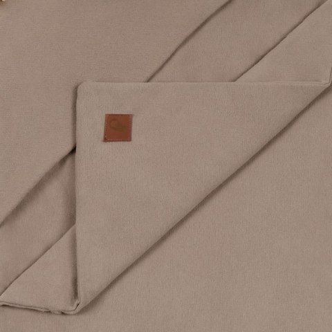 Hi Little One kocyk/otulacz z kapturem do fotelika samochodowego ALPACA BOHO Cafe Latte/Brown Pom Pom