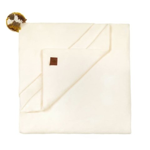 Pom Pom - kocyk do fotelika samochodowego i do wózka ALPACA BOHO Ivory Brown