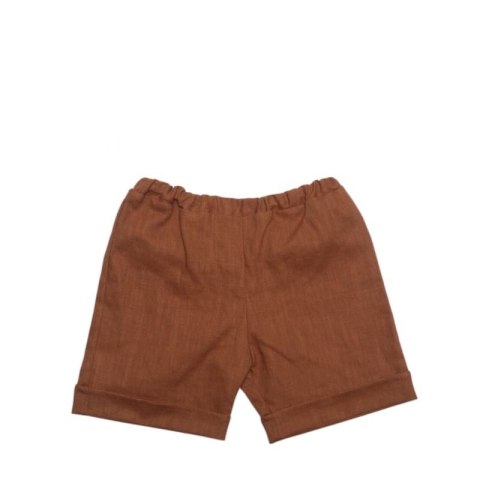 Hi Little One koszulka ze spodenkami z lnu BOHO LEO Cognac roz L Pom Pom