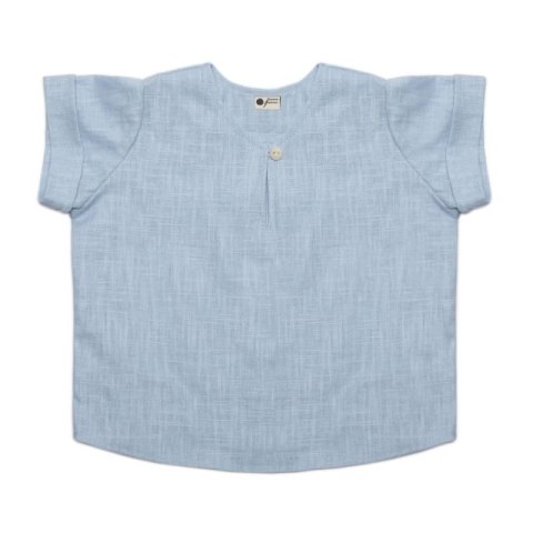 Hi Little One koszulka ze spodenkami z lnu BOHO LEO Light Blue roz M Pom Pom