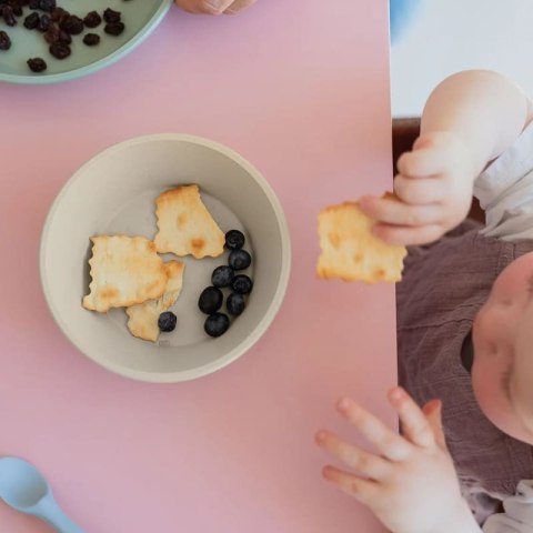 BIBS DINNER PLATE SET VANILLA talerzyk z miseczką z pokrywką