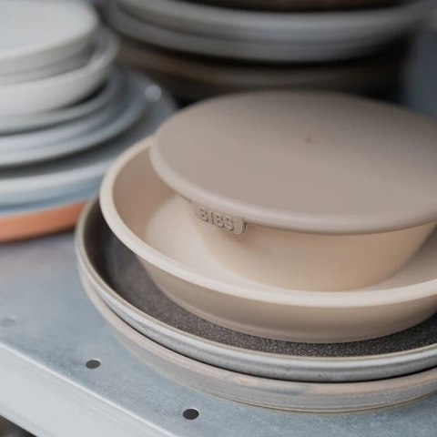 BIBS DINNER PLATE SET VANILLA talerzyk z miseczką z pokrywką