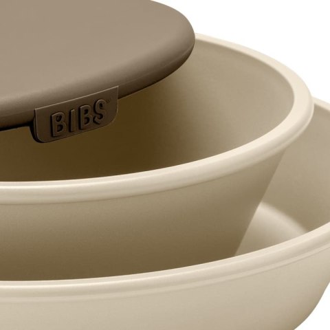 BIBS DINNER PLATE SET VANILLA talerzyk z miseczką z pokrywką