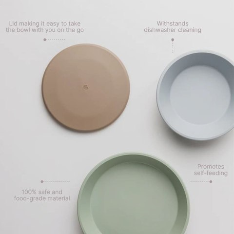 BIBS DINNER PLATE SET VANILLA talerzyk z miseczką z pokrywką