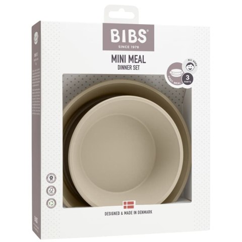 BIBS DINNER PLATE SET VANILLA talerzyk z miseczką z pokrywką