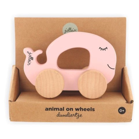 Jollein drewniane autko Wieloryb WHALE SEA ANIMALS Pink