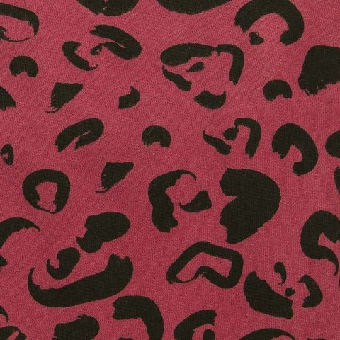 Jollein - Ogrodniczki rozpinane z BIO bawełny organicznej LEOPARD Maroon Red 62/68