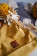 Pom Pom - czapka zimowa ALPACA BOHO Mustard M