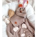 Pom Pom - komplet niemowlęcy czapka z bandanką ALPACA BOHO Cafe Latte & Brown S