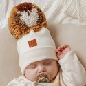 Pom Pom - komplet niemowlęcy czapka z bandanką ALPACA BOHO Ivory S