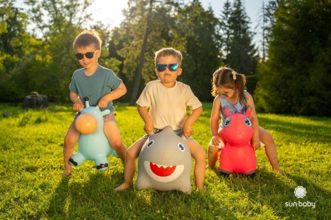 Skoczek gumowy dla dzieci ŻYRAFKA 58 cm niebieski do skakania z pompką